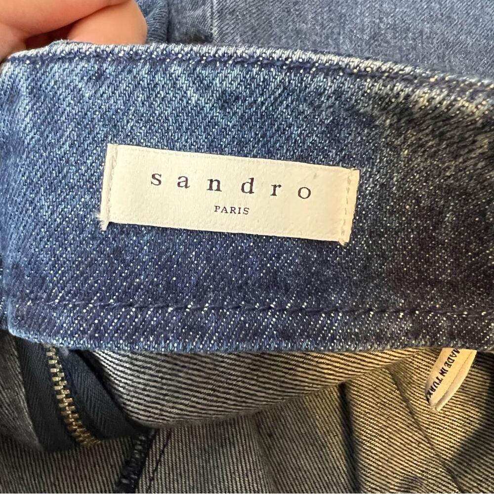 Sandro Eunice lace up Denim skirt Sz 4/6 - Picture 7 of 9